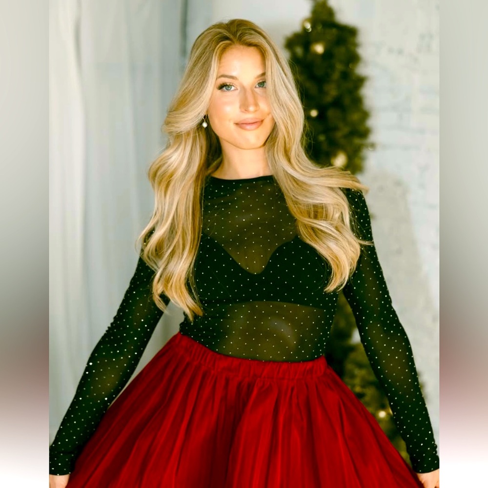 Black Diamond Mesh Long Sleeve Top
